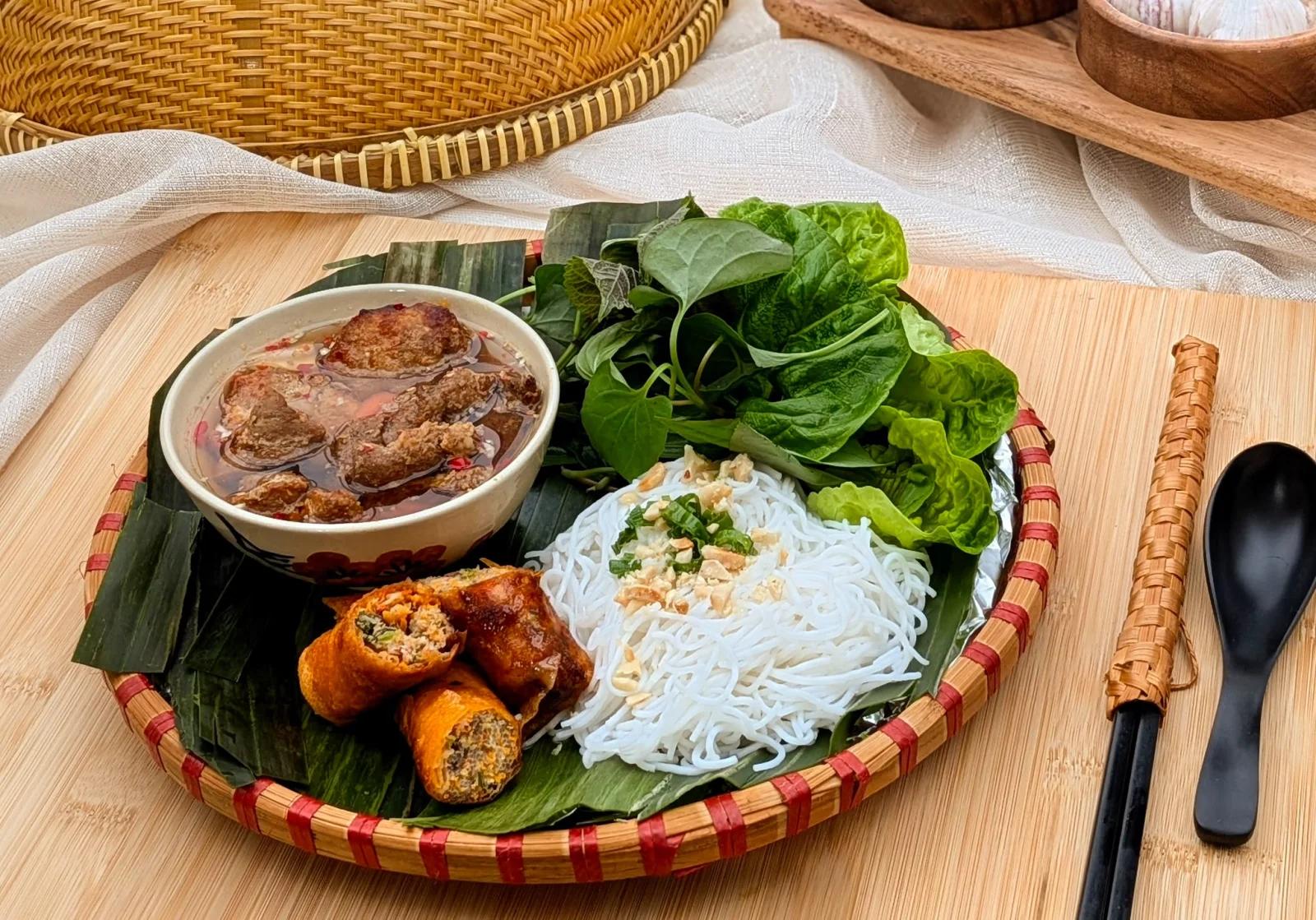 Bún chả — grilled pork with vermicelli and herbs