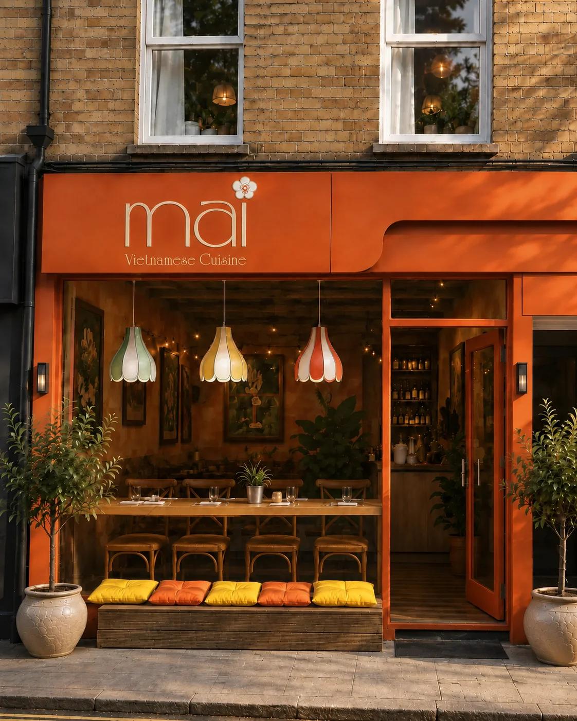 Mai on Banbury Road - the shopfront at dusk